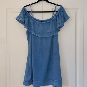 Denim Off The Shoulder Dress- Style Envy